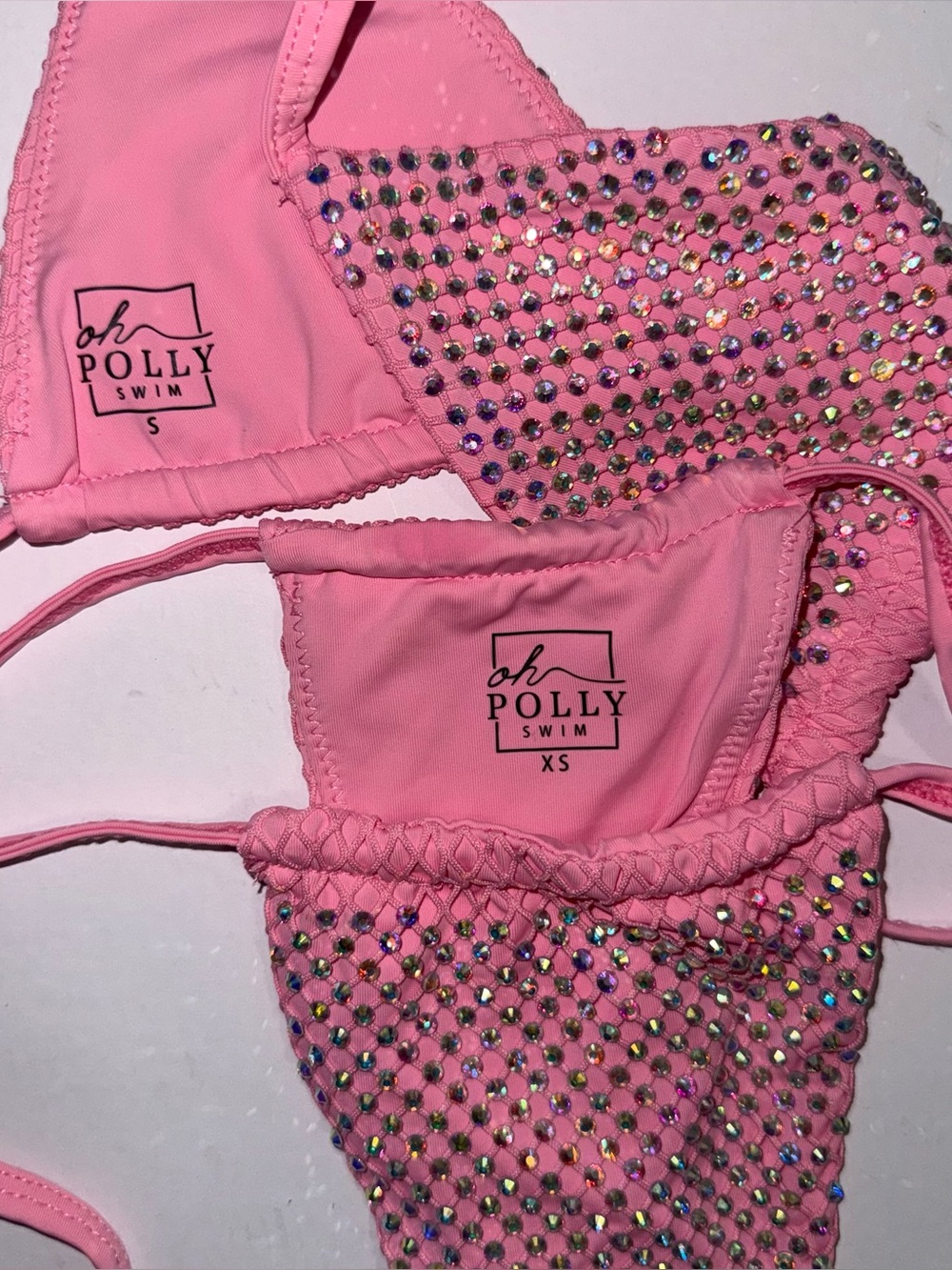 Pink Rhinestone Triangle Bikini Set - Picture 3 of 6